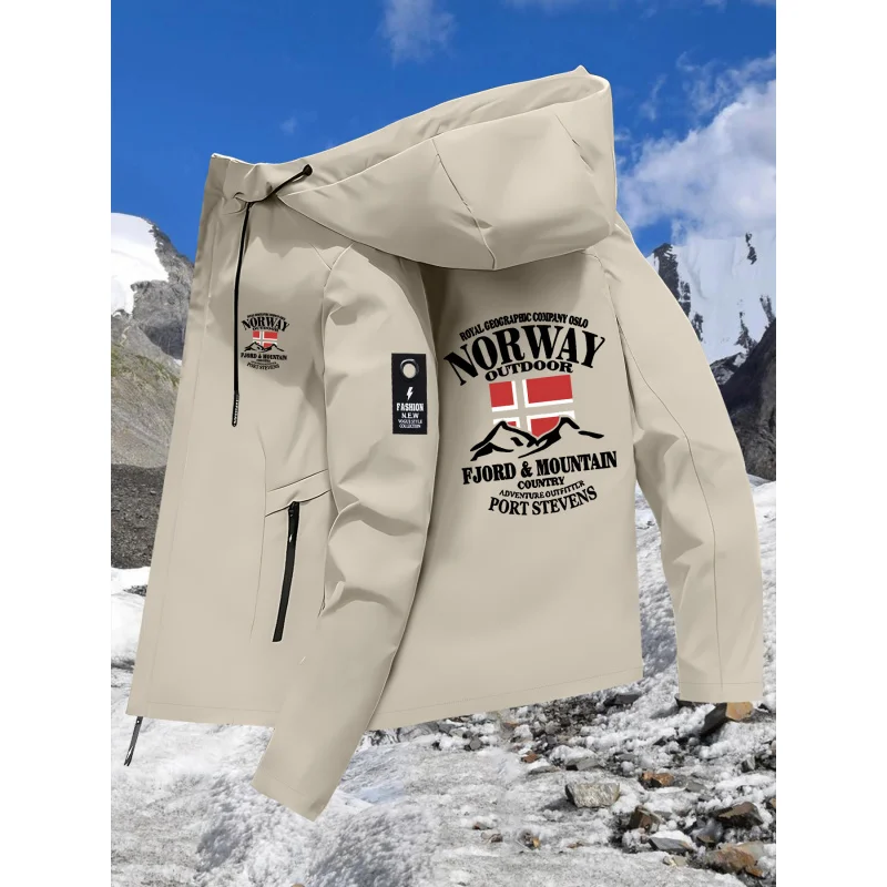 

New Spring and Autumn Norwegian Print Couple Jackets，All-weather windproof outdoor hiking jacket，Unisex outerwear