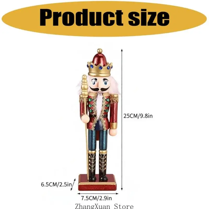 Bunte hölzerne Nussknacker-Soldatenfigur für saisonale Heimdekoration 3XUF – Detail 6