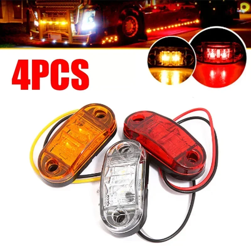 2/4Pcs 12V / 24V LED Side Marker Lights Car External Lights Warning Tail Light Auto Trailer Truck Lorry Lamps Color Accessory