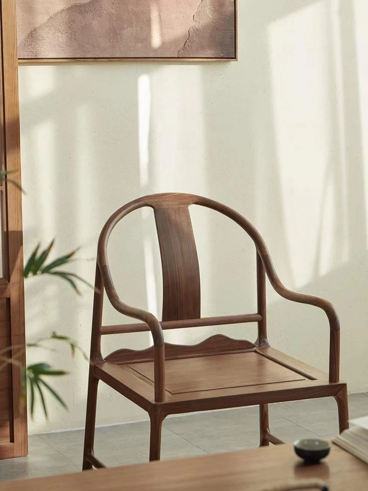 North American black walnut zen armchair book chair dining chair tea chair, solid wood furniture