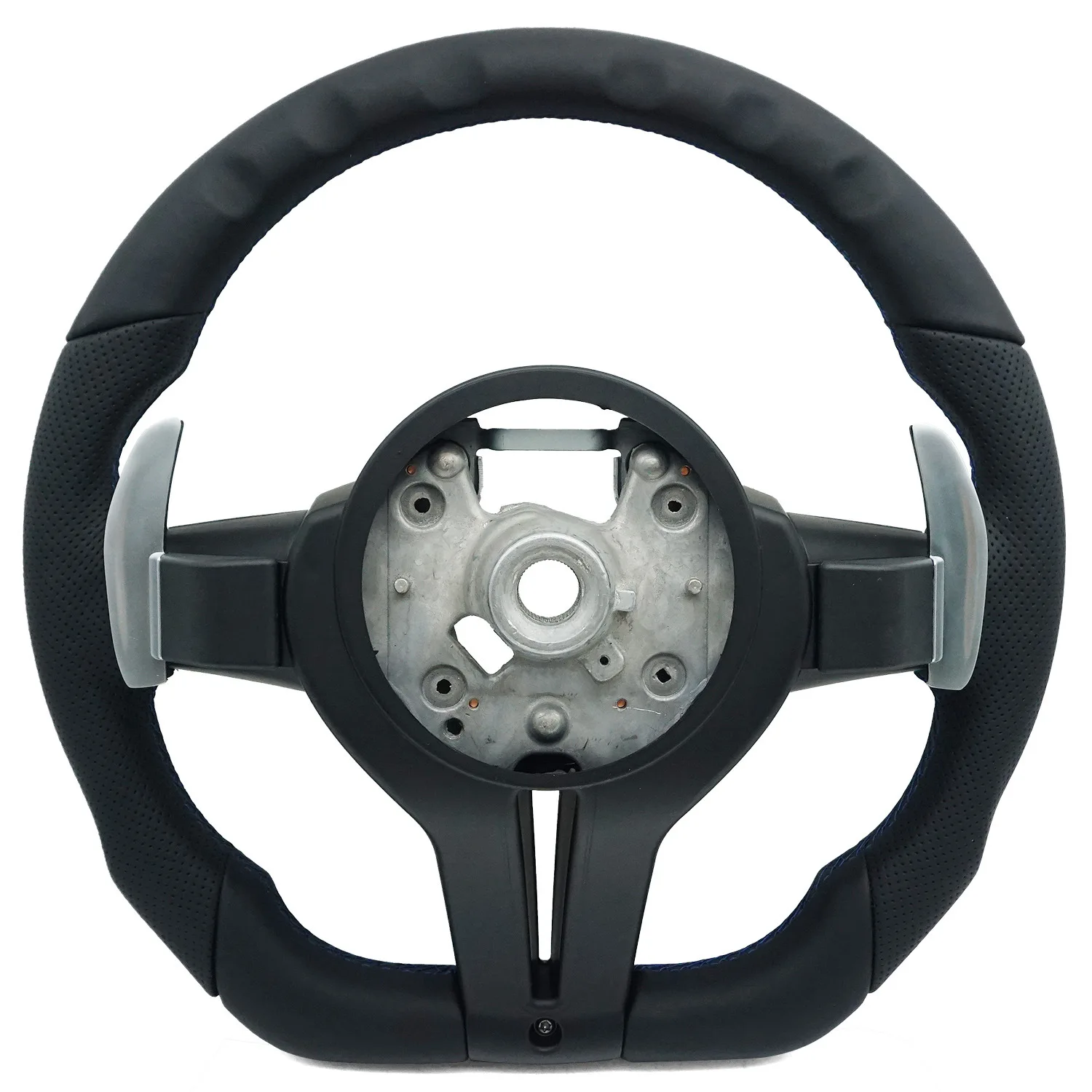 Suitable for BMW thong half-punched dark blue line painted black steering wheel, no airbag (three series)