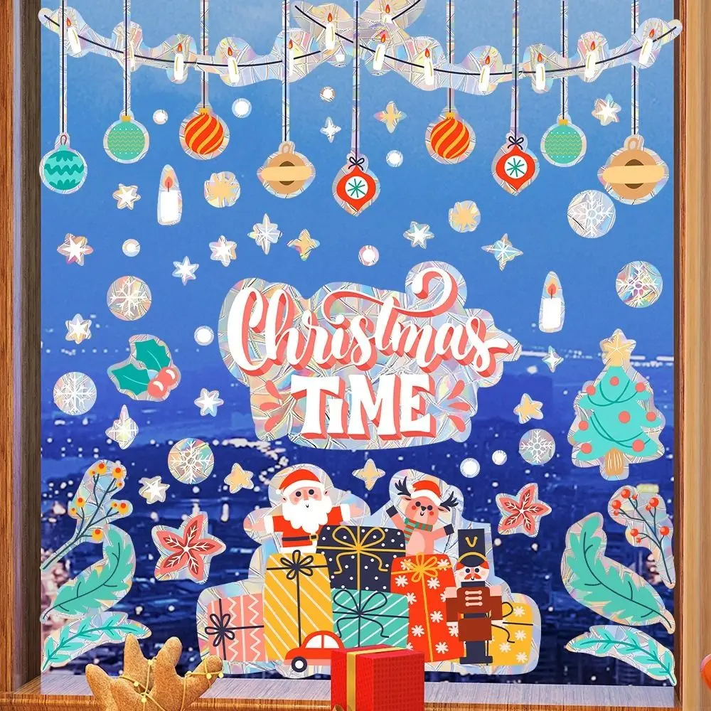 PVC Christmas Window Stickers Reusable Electrostatic Christmas Window Decals Whole Sheet Christmas Glass Window Stickers