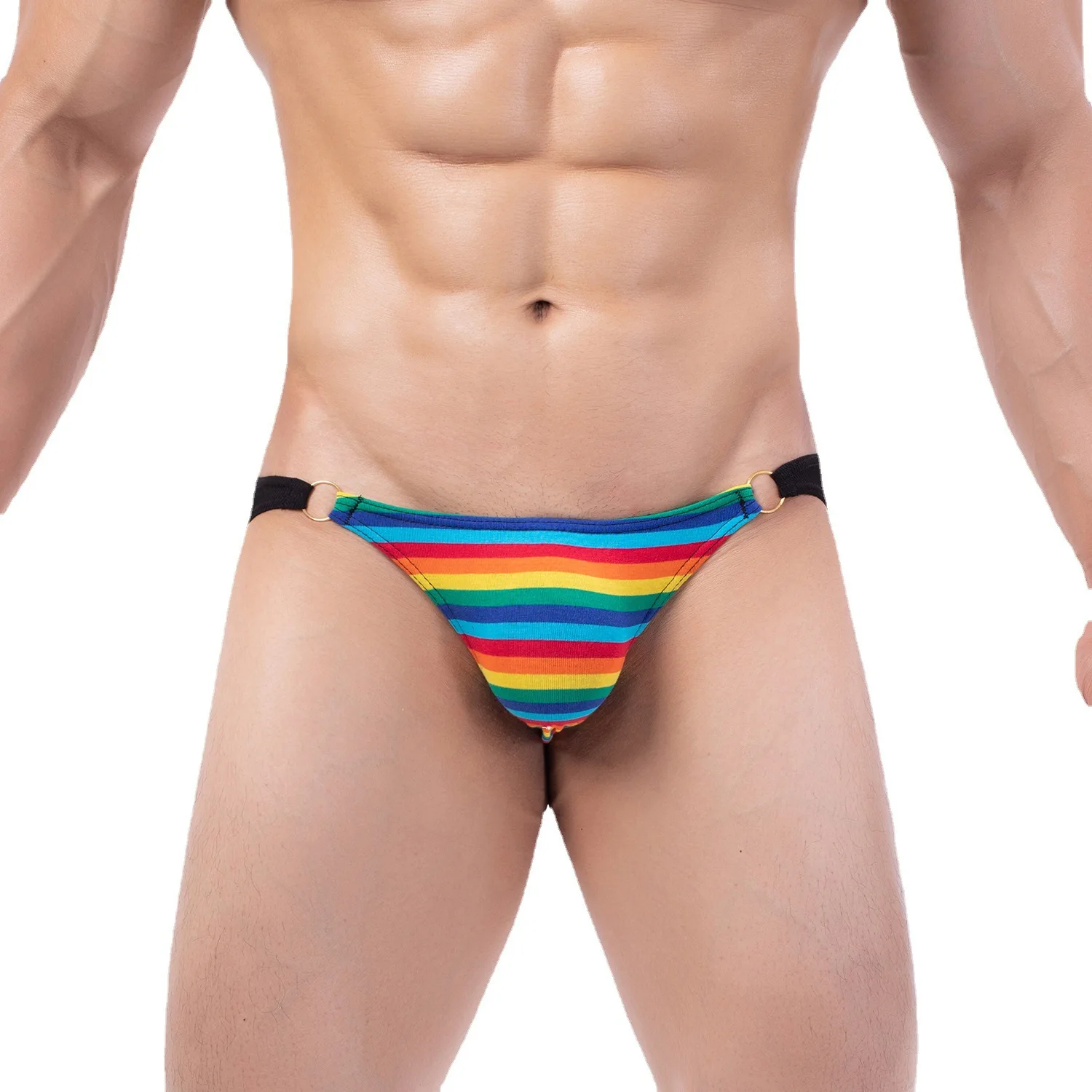 

Men's Sexy Briefs Underwear Striped Soft Smooth Comfortable Breathable Elastic Panties Gays Low Waist U Convex Pouch Underpants