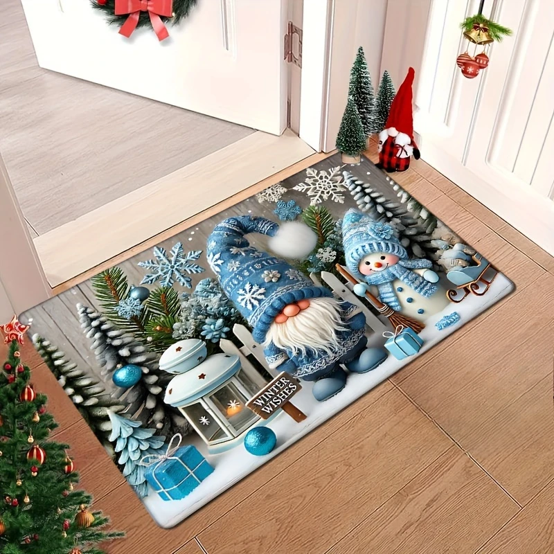 Christmas Gnome Welcome Bath Mats Xmas Tree Non-slip Floor Doormat Mat Bedroom Kitchen Balcony Hallway Rugs Home Decor Carpet