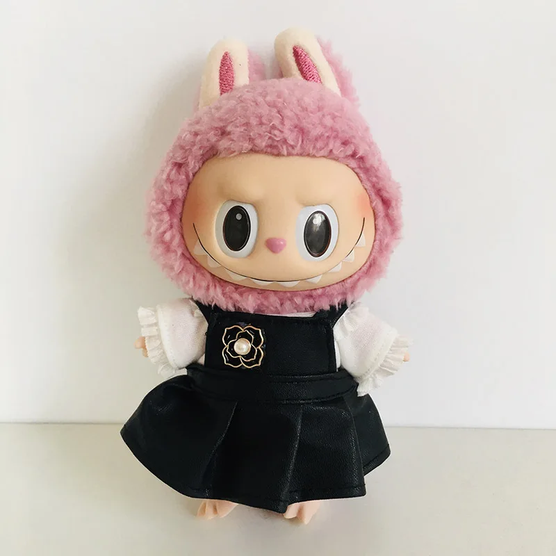 17cm Vinyl Doll Clothing Labubu Peripheral Pendant White Shirt Leather Skirt Clothing Accessories Doll Shirt Stuffed Figures Toy