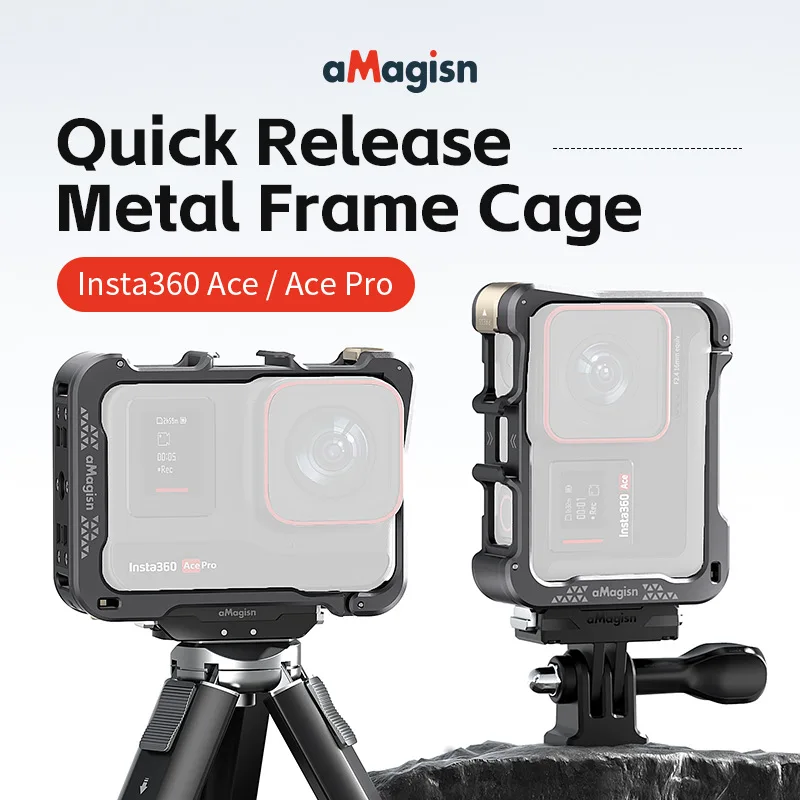 1Pcs aMagisn Quick Release Metal Frame Cage Sport Camera Protection Accessory for Insta360 Ace/Ace Pro