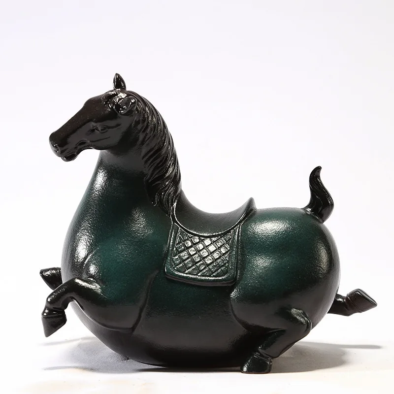 Chinese Retro Handmade Ceramic Animal Statue Horse Simulation Animal Modern Home Decoration Accessories Ornaments Decor