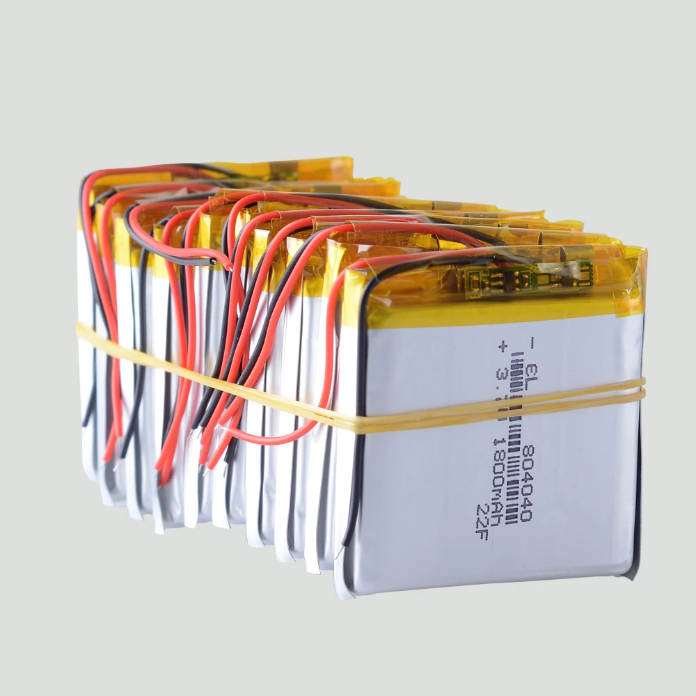 10 PCS 804040 3.7V 1800m Lithium Polymer LiPo Rechargeable Battery