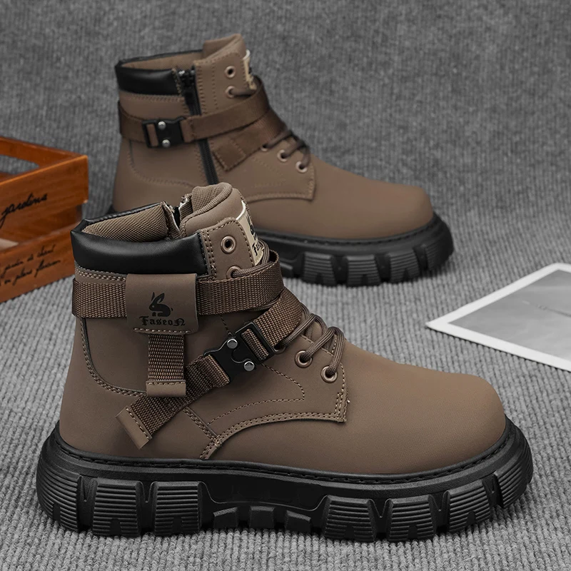 2026 new comfortable, fashionable, casual high top British fashion boots, workwear boots, trendy men's shoes