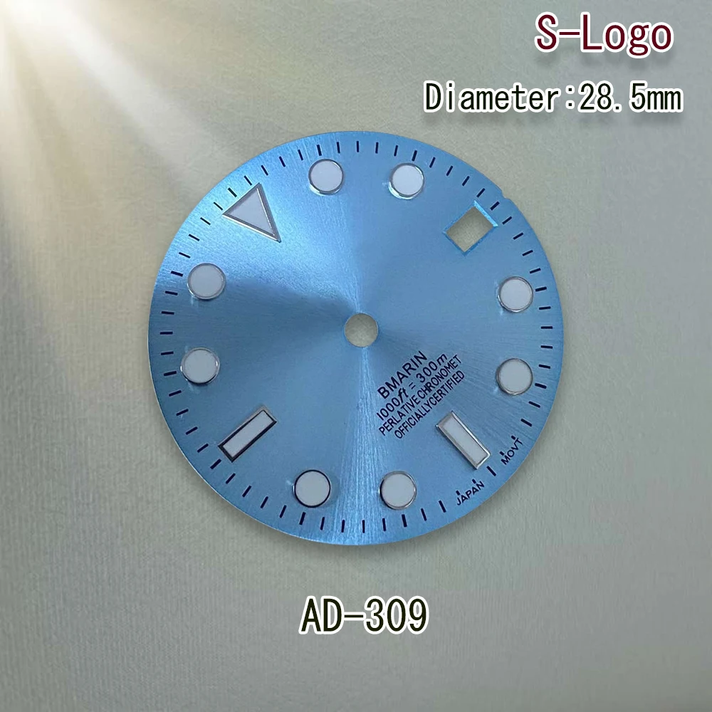 Циферблат с логотипом S, 28,5 мм, циферблат NH35, циферблат SUB, подходит для механизма NH35/NH36/4R/7S C3, зеленый светящийся 3/3,8/4,2, аксессуары для модификации часов