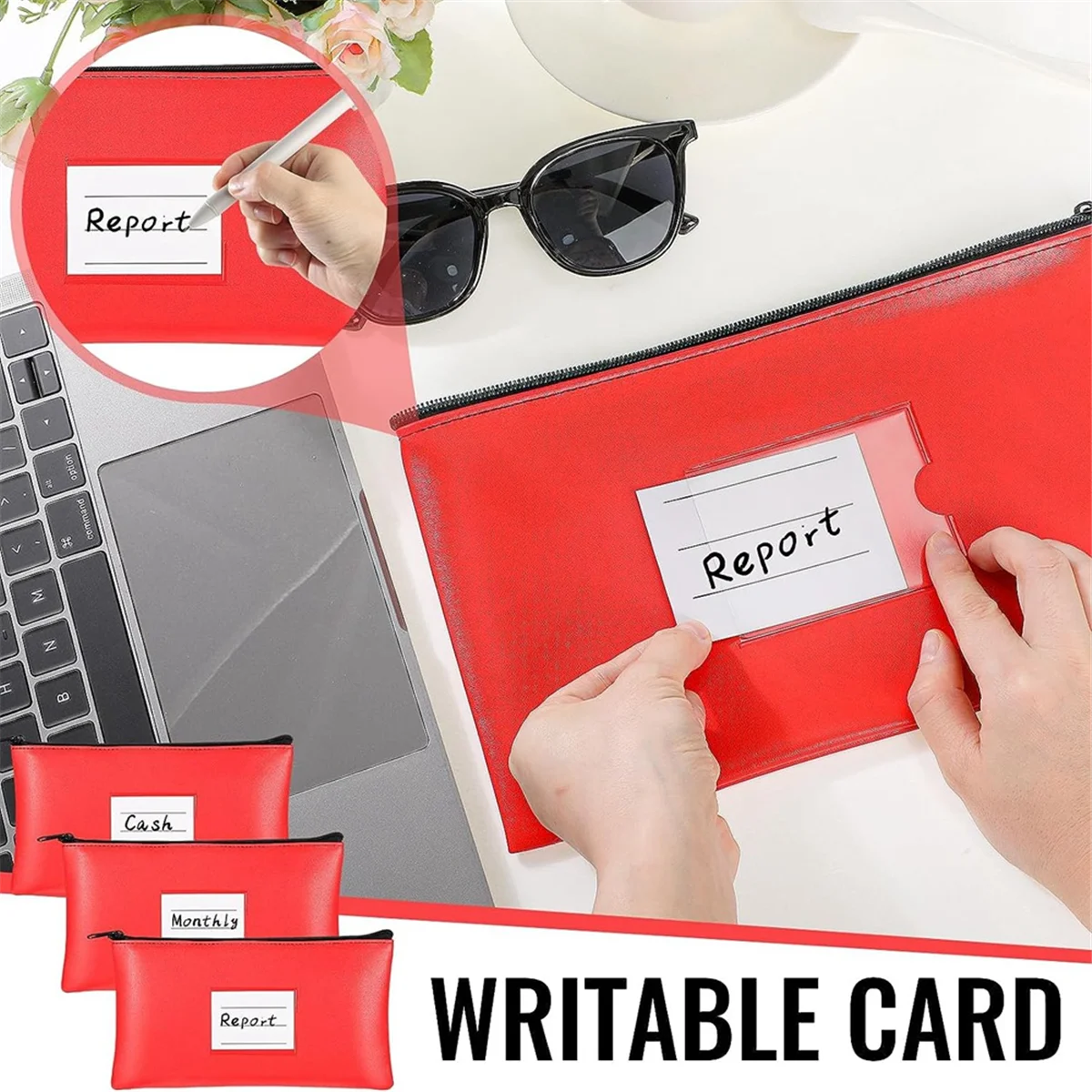 

ABQR 6PC Money Bags with Zipper Security Bank Deposit Bag Money Bag Receipt Holder for Cash Coins Cosmetic Paper Money Tool C