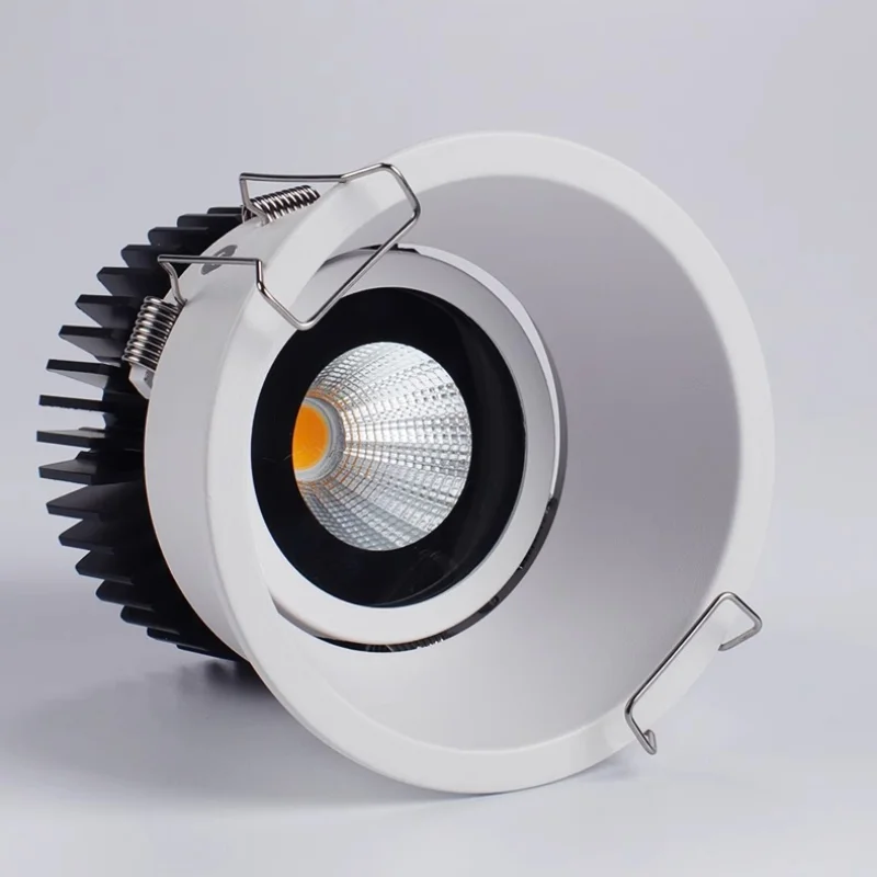 Anti-Glare Dimmable Recessed LED COB Downlight 10W 15W 18W LED ceiling light AC110V/220V Hotel office commercial lighting