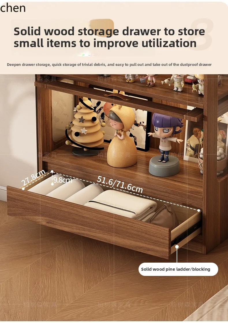 Armário de exibição CP Armário de exibição doméstico de prateleira de produtos de vidro de piso de madeira maciça