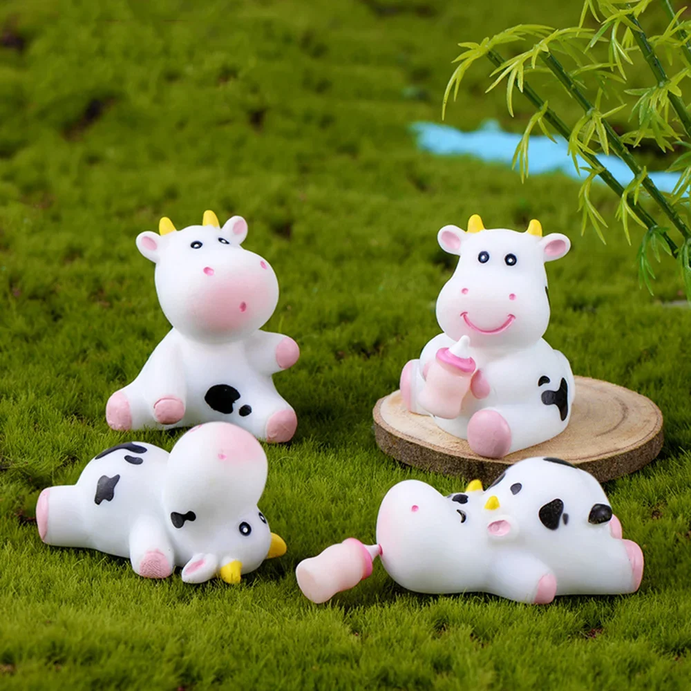 

Adorable Cow Figurine Miniatures Home Decoration Kawaii Table Accessories Garden for Home Decorations Room Decor Gifts
