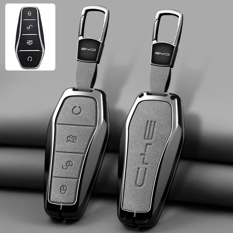 حافظة مفاتيح جلدية من سبائك الزنك للسيارة حامل لسيارة BYD Song Pro Tang Dm QIn PLUS MAX Yuan Atto 3 Han EV دولفين مفتاح السيارة الواقي #2