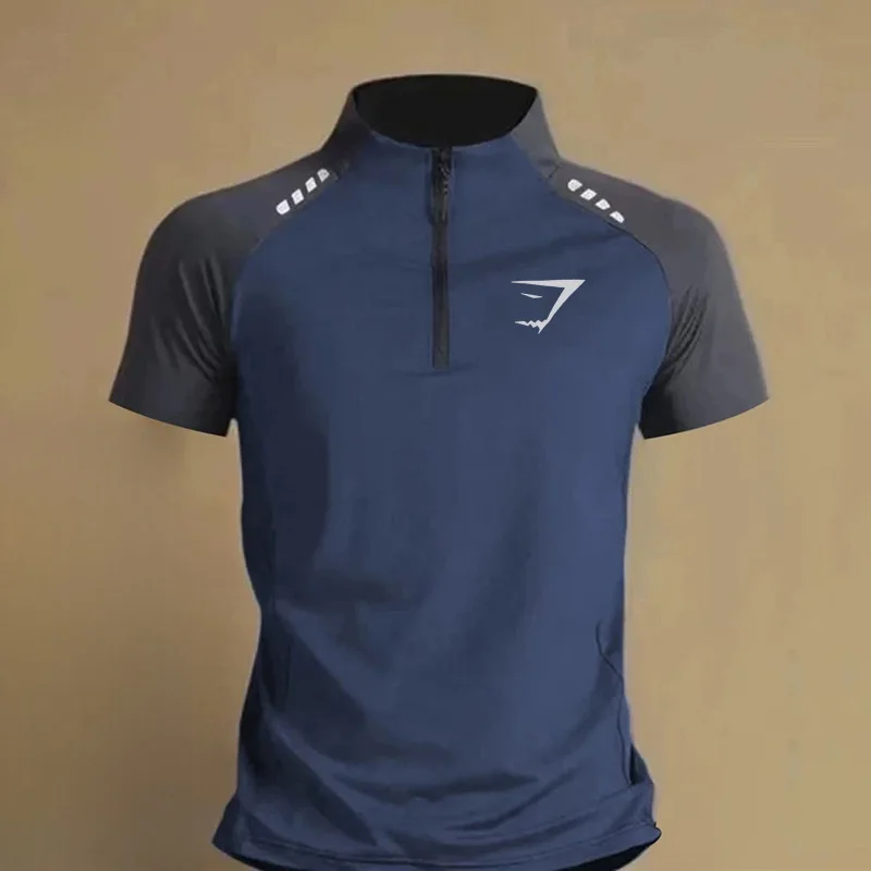 

Мужская тактическая футболка с воротником-стойкой, быстросохнущая, дышащая, с коротким рукавом, для активного отдыха, повседневного ношения, спорта и походов