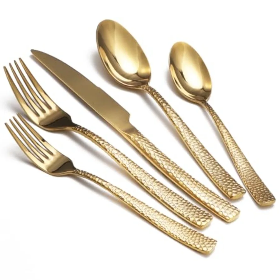 

Набор столовых приборов из нержавеющей стали с золотым тиснением, 40 предметов, для 8 персон, зеркальная полировка, пищевая сталь, для дома и ресторана