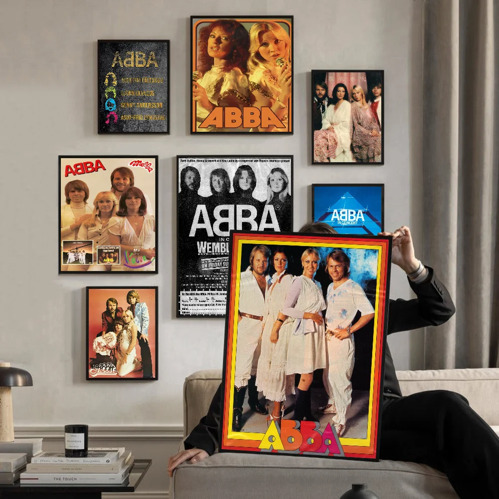 Carteles Vintage de la banda de Abba clásica, impresiones adhesivas, carteles de ilustraciones, pegatinas de pared