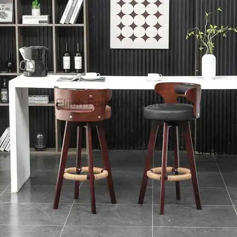 Banks Reception Wooden Stools Accent Rotate Bar Island Kitchen Counter Stools Luxury High Backrest Cadeira Bar Furniture XR50BY