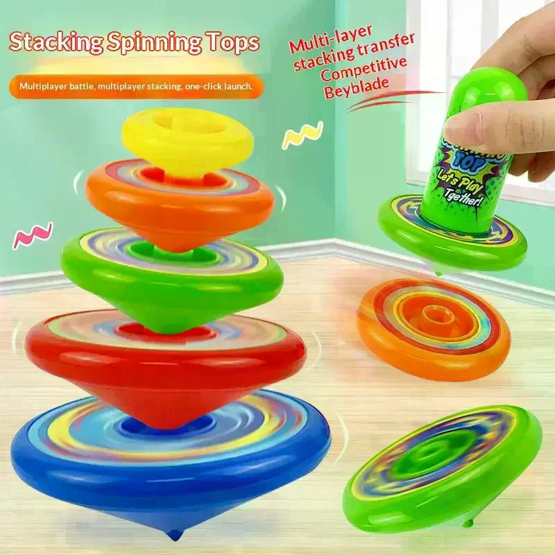 Five-Layer Stacking Spinning Top Launcher Gyroscope Set Toy Parent-Child Interactive Spinning Top Toy for Boys and Girls