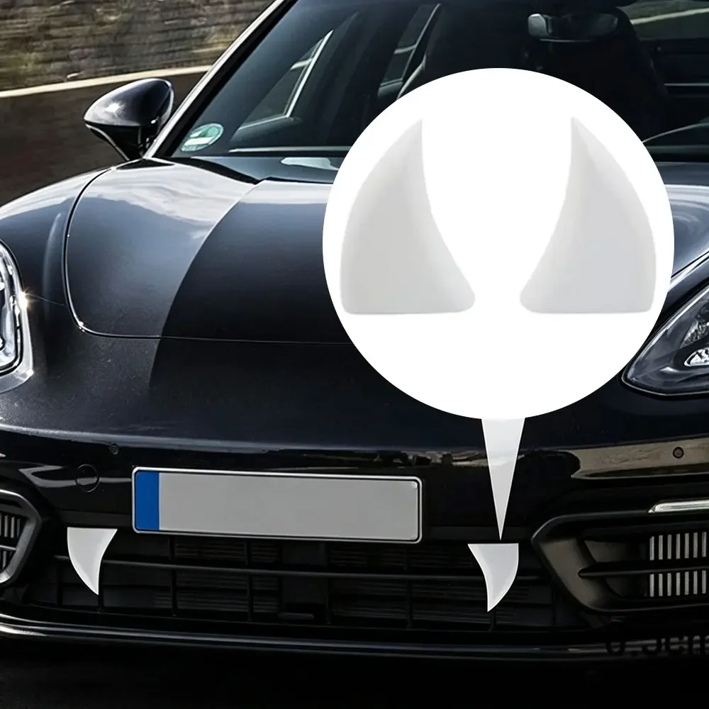 1 Pair 3D Printed Teeth Car Grille Decoration Shark Tooth Front Bumper Sticker Auto Self-Adhesive Exterior Modification