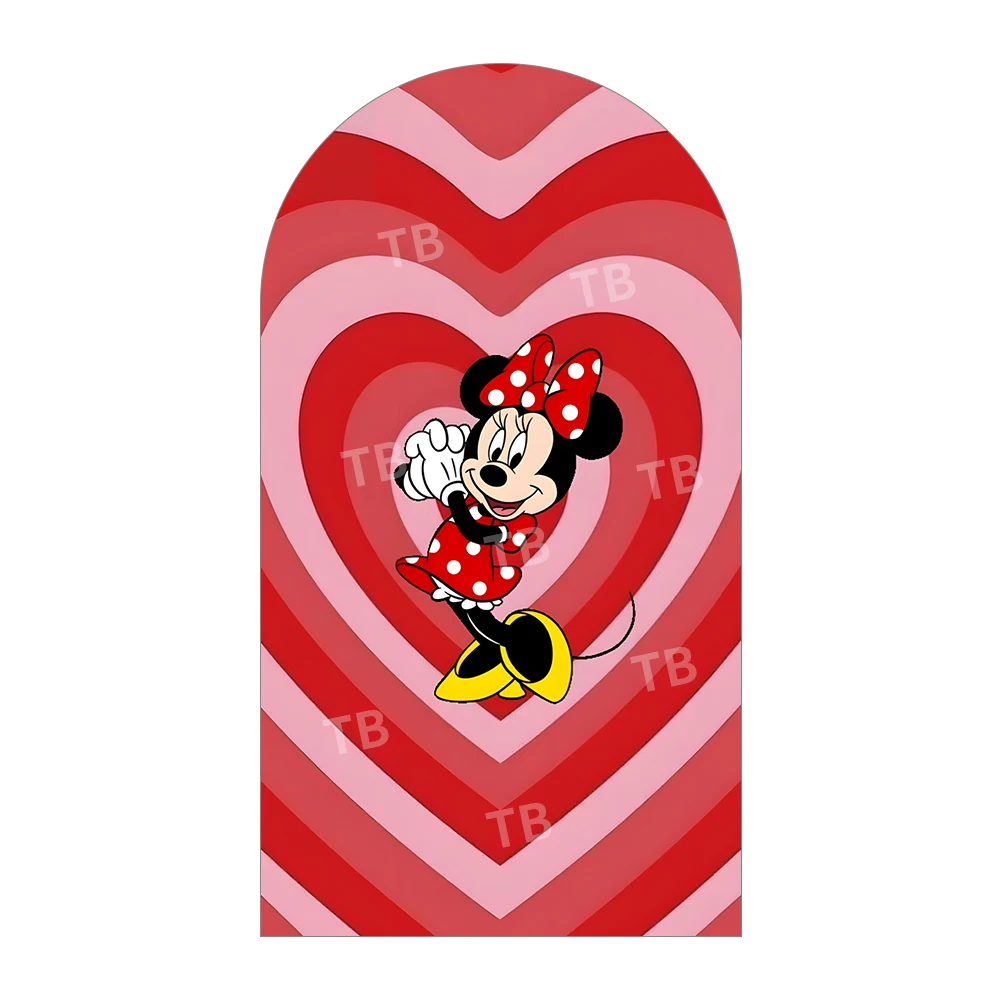 Tło fotograficzne Minnie Mouse z łukiem, walentynkowe serca, kropki, urocze rekwizyty do fotobudki na imprezy i dekoracje domu