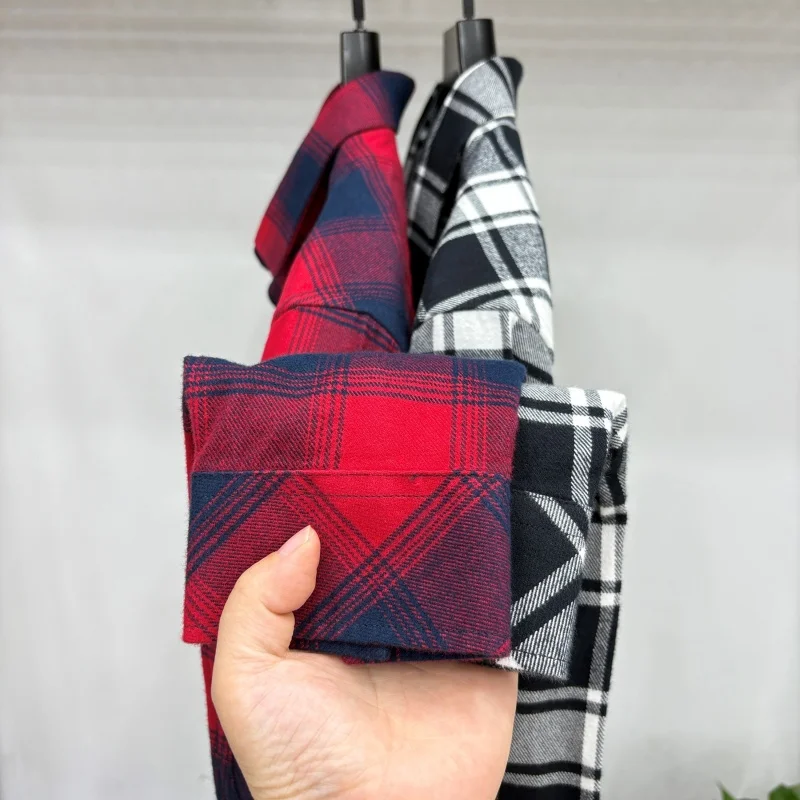 cotton100% men's autumn high quality new product sanding shirt grid lapel long sleeves pocket coat leisure fashion men clothing