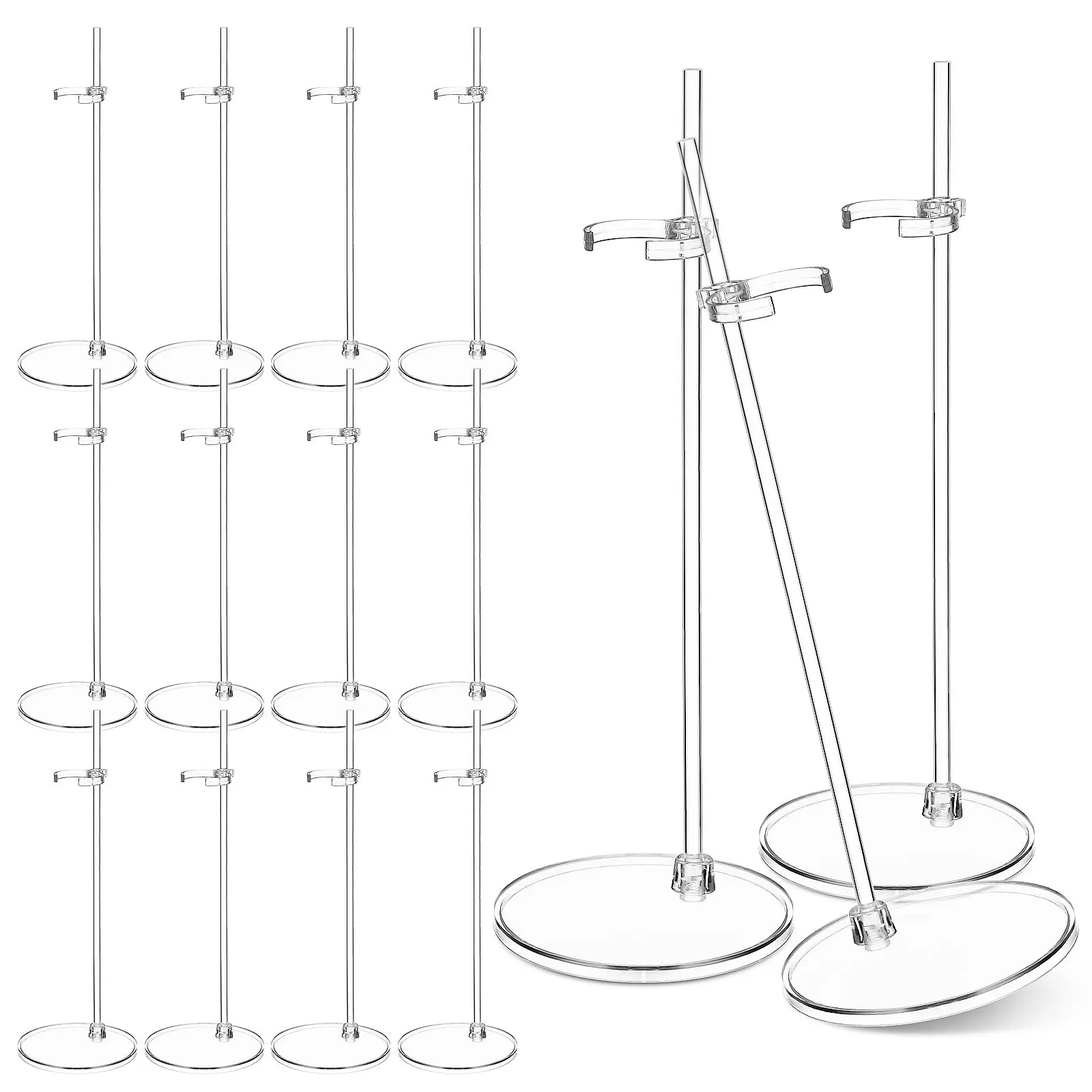 

15Pcs Clear Stand Transparent Display Holder Desktop Support Rack for Collection Figure Display Accessories