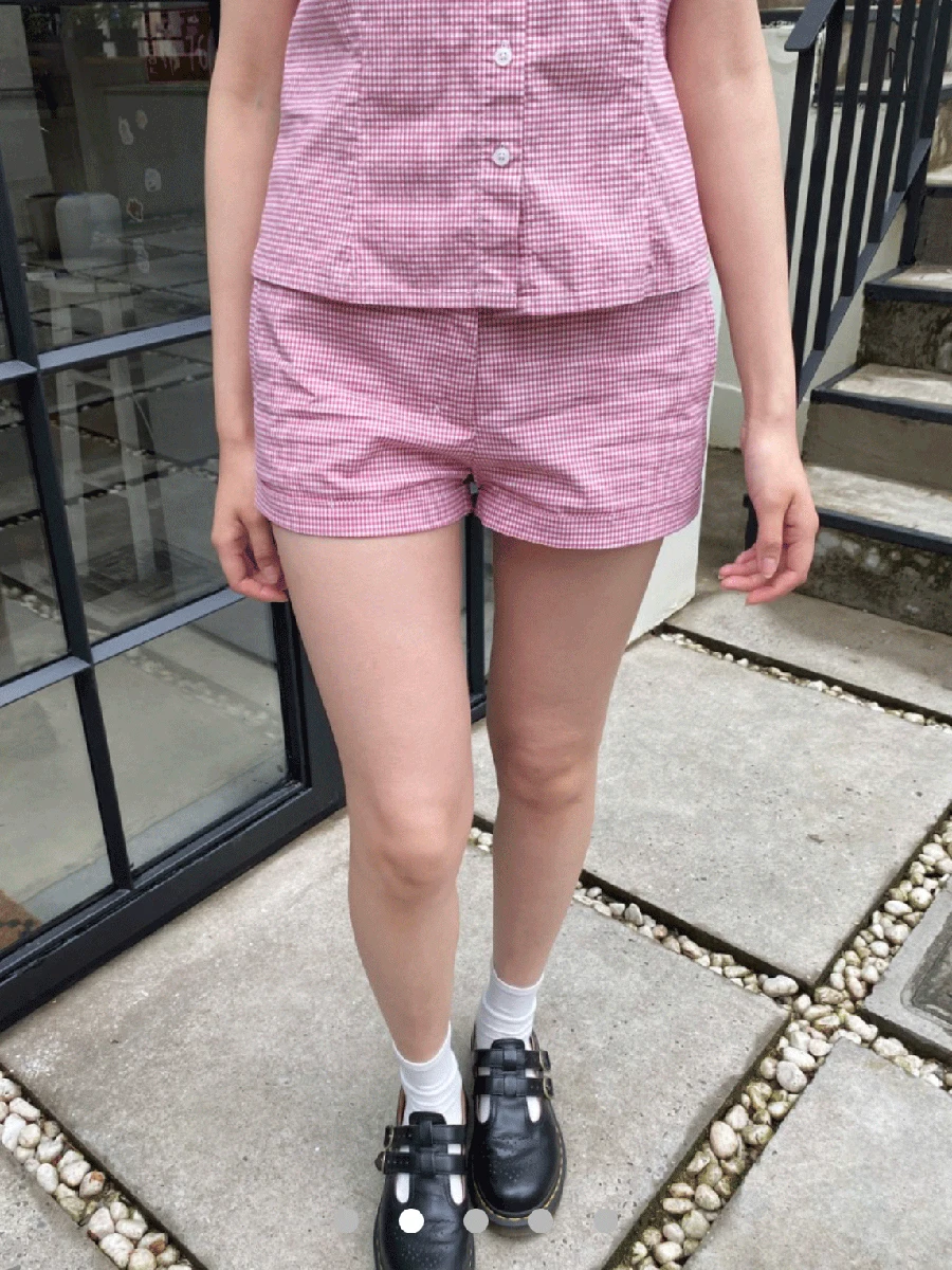새로운 핑크 격자 무늬 스트레이트 반바지 여성 여름 섹시한 낮은 허리 코튼 짧은 바지 여성 빈티지 streetwear 캐주얼 sweatshorts y2k