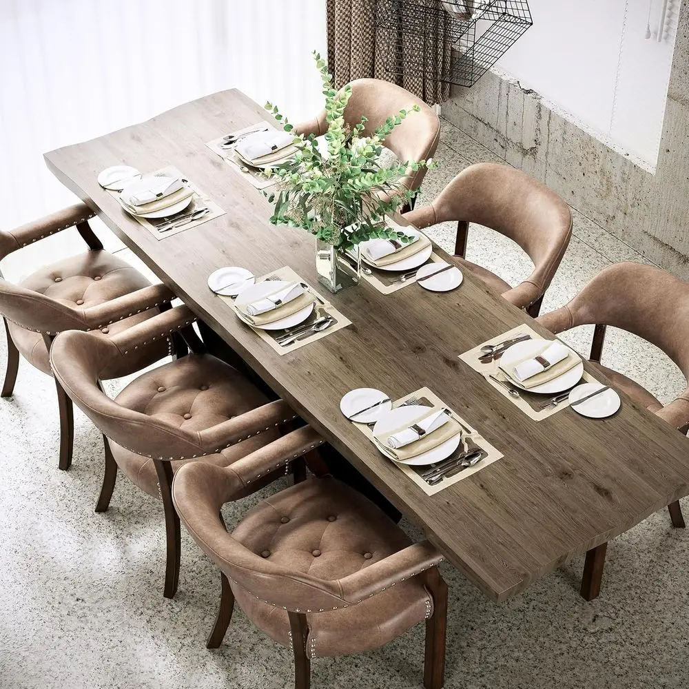 

Set o 6 Dining Chairs with Upholstered,Oice Desk Chair with Arms and Metal Rivets. PU tain's Chairs,Classic Accent Stool or Dini