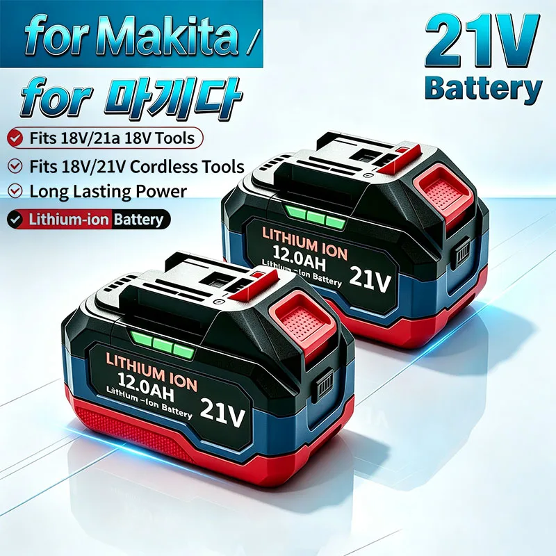 for Makita 21V Battery, 12Ah High Capacity Lithium Ion Battery Pack Replacement for 18V LXT Cordless Tools, Fits DDF487 BL1860