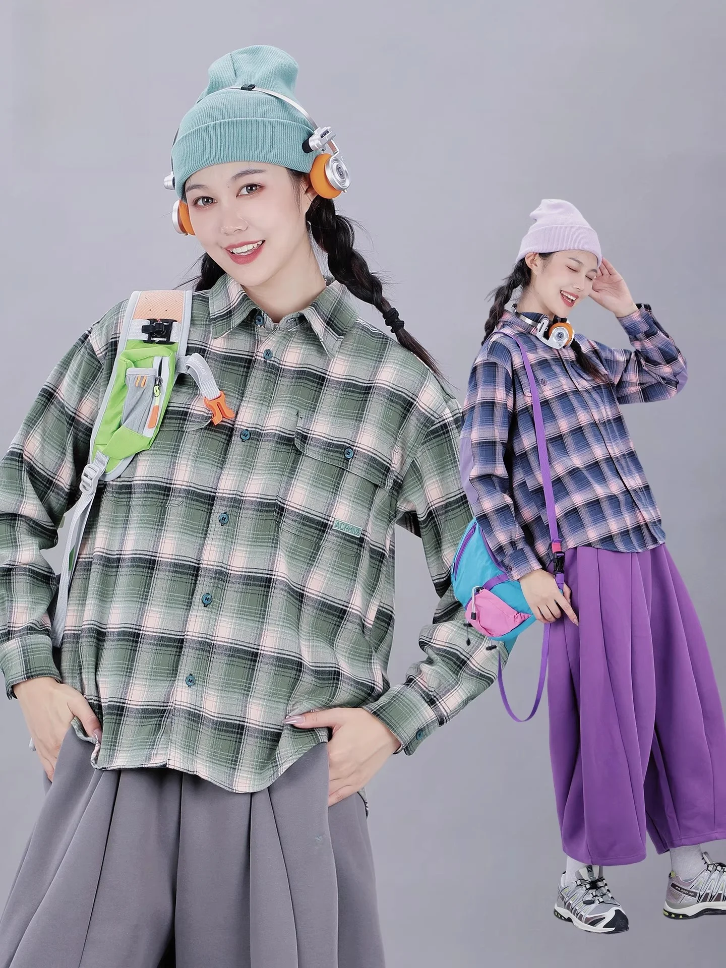 

HWHGERA Осенний винтажный женский кардиган в клетку, свободный повседневный кардиган с длинными рукавами, дышащий, из полиэстера, для студентов