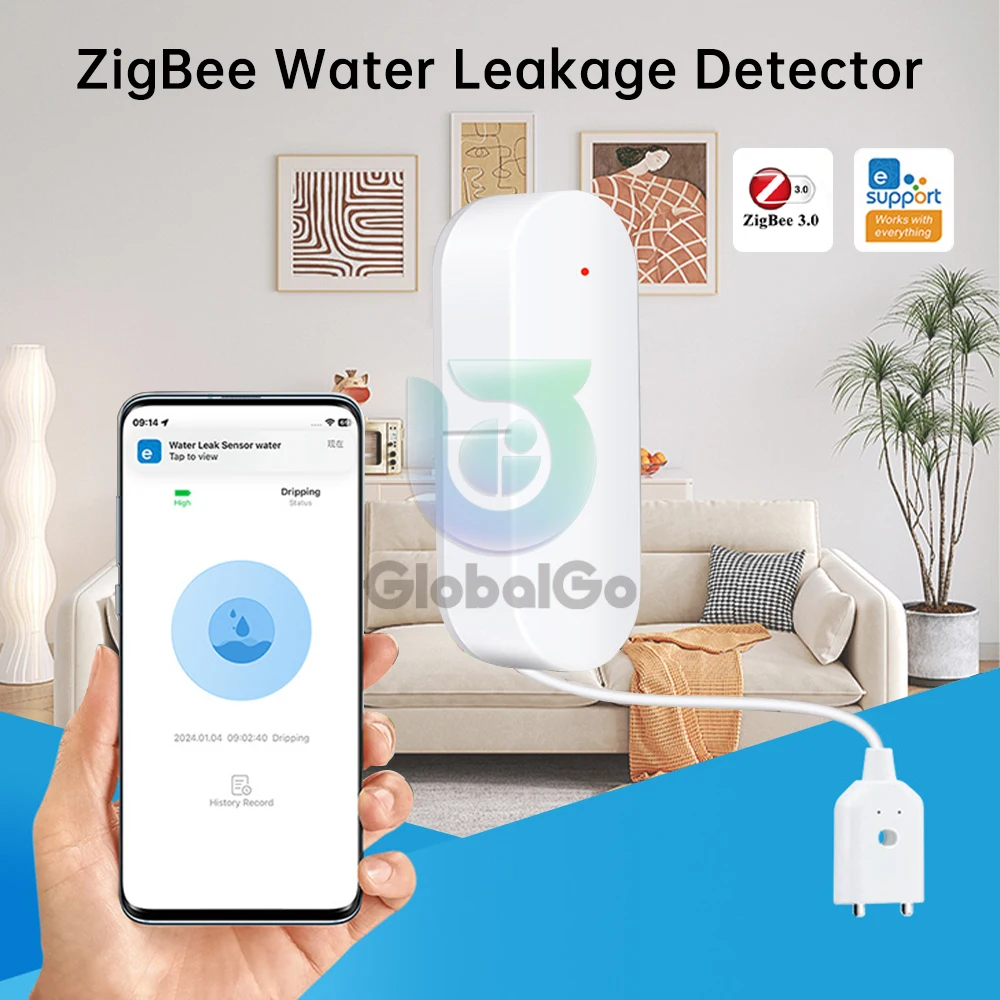 EWelink Zigbee Smart Water Leak Sensor Remote Monitor WiFi Water Overflow Level Detector Water Leak Sensor Security Sound Alarm