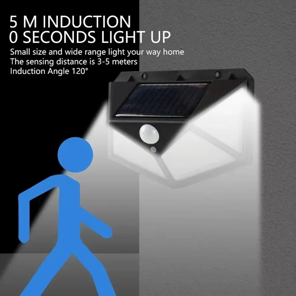 100 LEDS Solar Outdoor Decorative Light Motion Sensor Waterproof Material Wall Lamp Style Lights up Garden Railings Pavilion