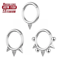 F136 Titanium Septum Ring Hoop Piercing Nose Rings Cone Spike Piercing Helix Cartilage Clicker Tragus Earrings Body Jewelry