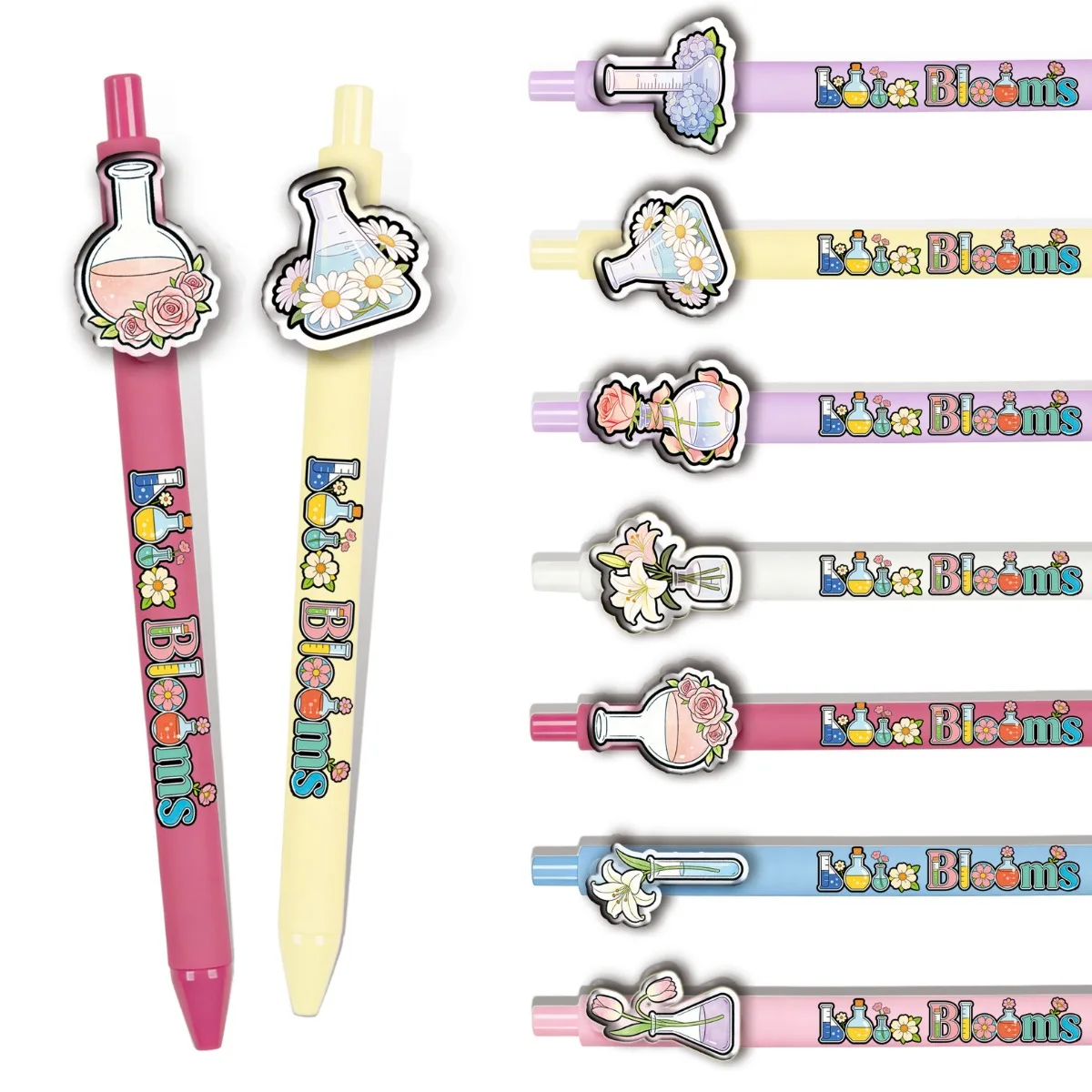7PCS/14PCS Creative Floral Experiment Bottles Colorful Ballpoint Pens Student Writing Pens Office Stationery School Supplies