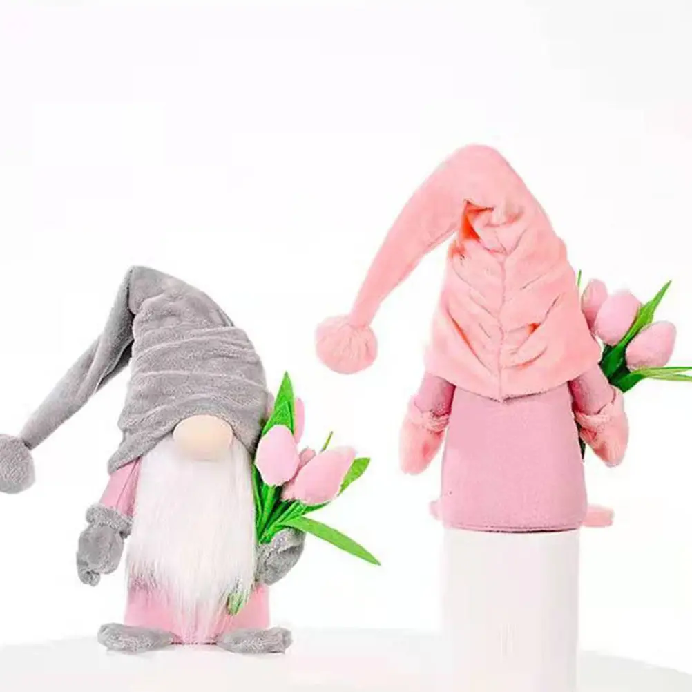 

2 шт. милые декоративные гномы-тюльпаны, украшения для рабочего стола, дивана, вечеринок, креативные праздничные украшения на День матери, стильные подарки на день рождения
