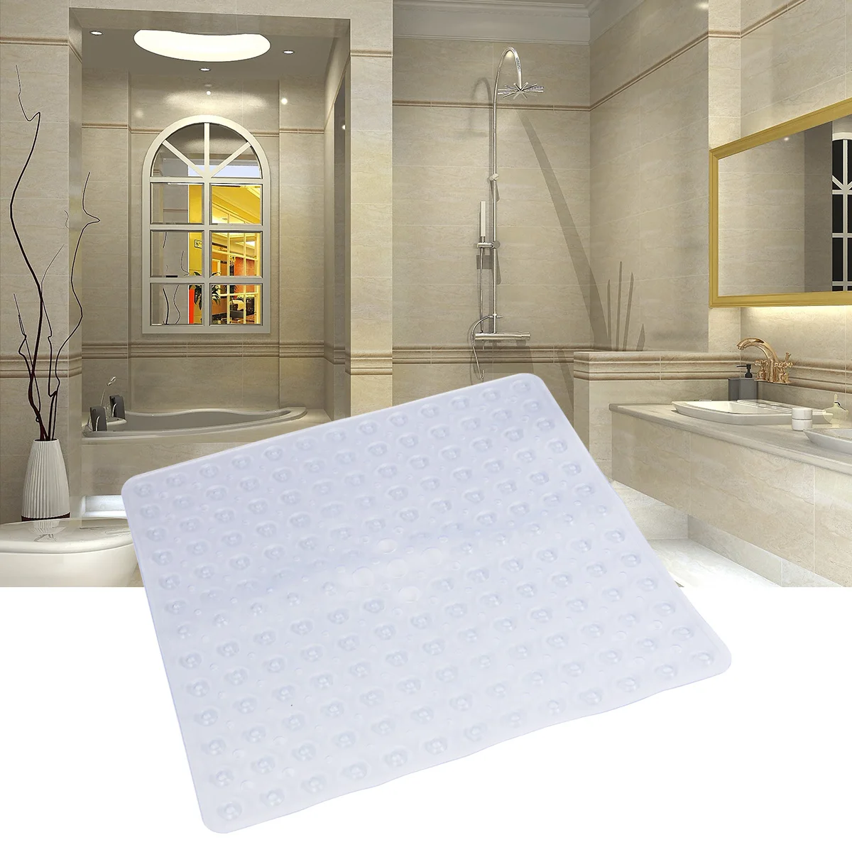 

Bath Non-Slip Clear Square Resistant Antiskid Floor For Shower Bathtub Spa Hotel Bathroom Soothing Comfort