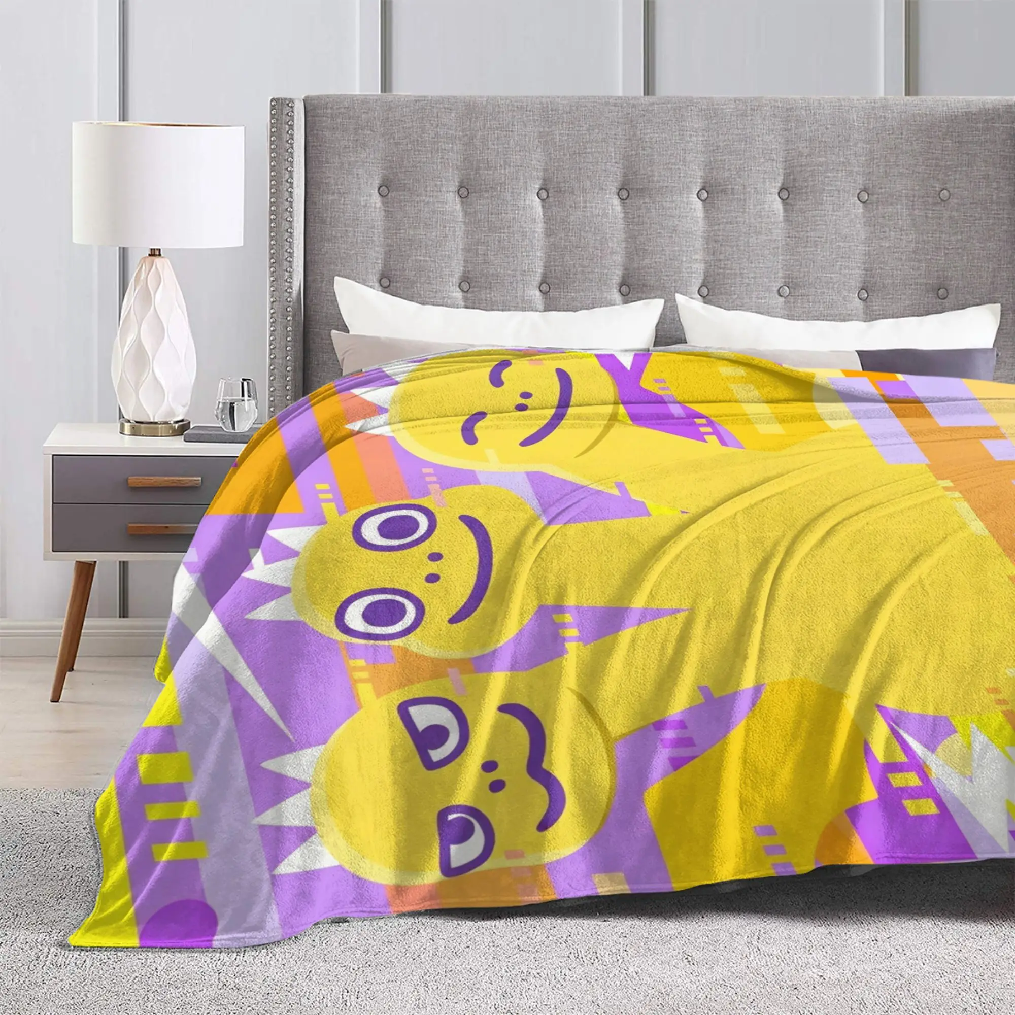 Chibi Monster Raids Again Velvet Throw Blanket Cartoon Blankets for Sofa Outdoor Warm Bedroom Quilt
