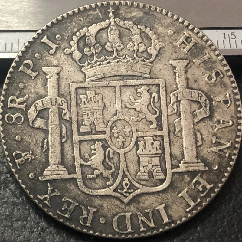 1803 (P.J) BOLIVIA Arms of Spain 8 Reales- Carlos IV Silver Plated Copy Coin