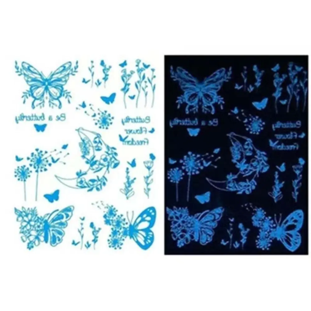 

Temporary Luminous Flower Tattoo Sticker Rose Butterfly Waterproof Butterfly Tattoo Stickers Long Lasting Noctilucent