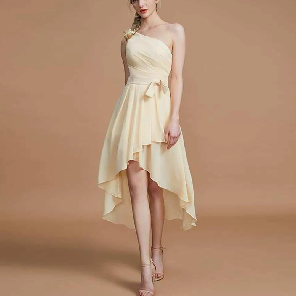 High-end Banquet Dresses A-LineAsymmetrtcal Sleeveless Banquet Chiffon Dresses for Banquet Cocktail Evening Dresses