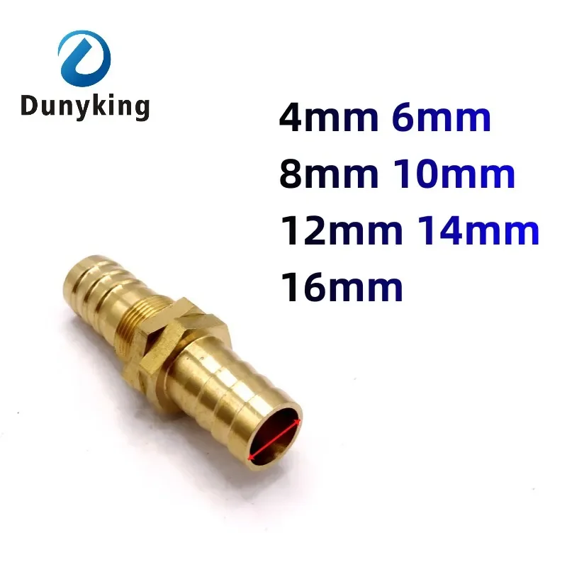 Pipe  6 8 10 12 14 16mm Hose Barb Bulkhead Brass Barbed Tube Pipe Fitting Coupler Connector Adapter For Fuel Gas Water Copper