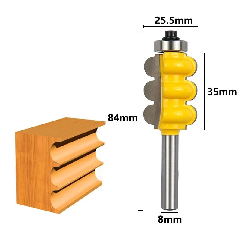 XCAN Wood Milling Cutter 8mm Shank Triple Bead,Triple Flute Molding Router Bit for Woodworking Line Knife Wood Router Cutter