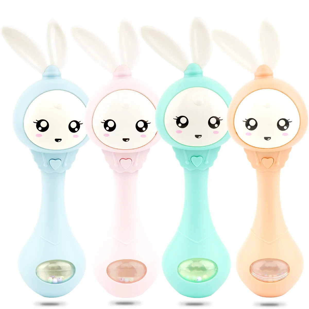 Baby Music Flashing Rattle Toys Rabbit Teether Hand Bells Mobile Infant Stop Weep Tear Rattles Newborn Early Educational Toy 18M