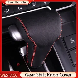 Genuine Leather Car Gear Head Shift Knob Cover Case Gear Shift Collars for Honda Crv CRV CR-V 2017 - 2021 LHD Accessories