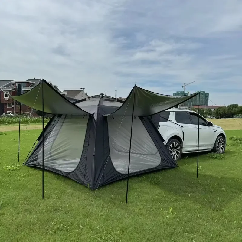 Outdoor Camping Tent Fully Automatic Quick Opening Car Trail Rear Trunk Tent Double Layer Mosquito Net SUV Sunshade Awning