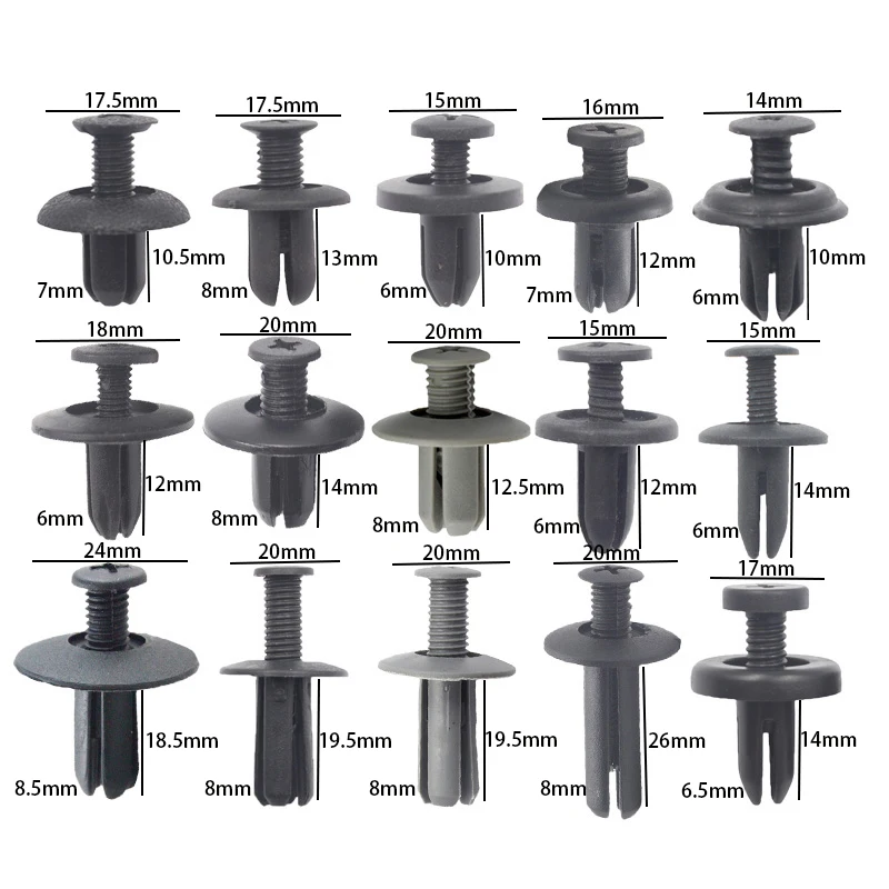 

30Pcs Auto Bumper Fender Plastic Fastener Clip Door Panel Screw Push in Expansion Buckle For All Cars Clip 15 Kinds Type