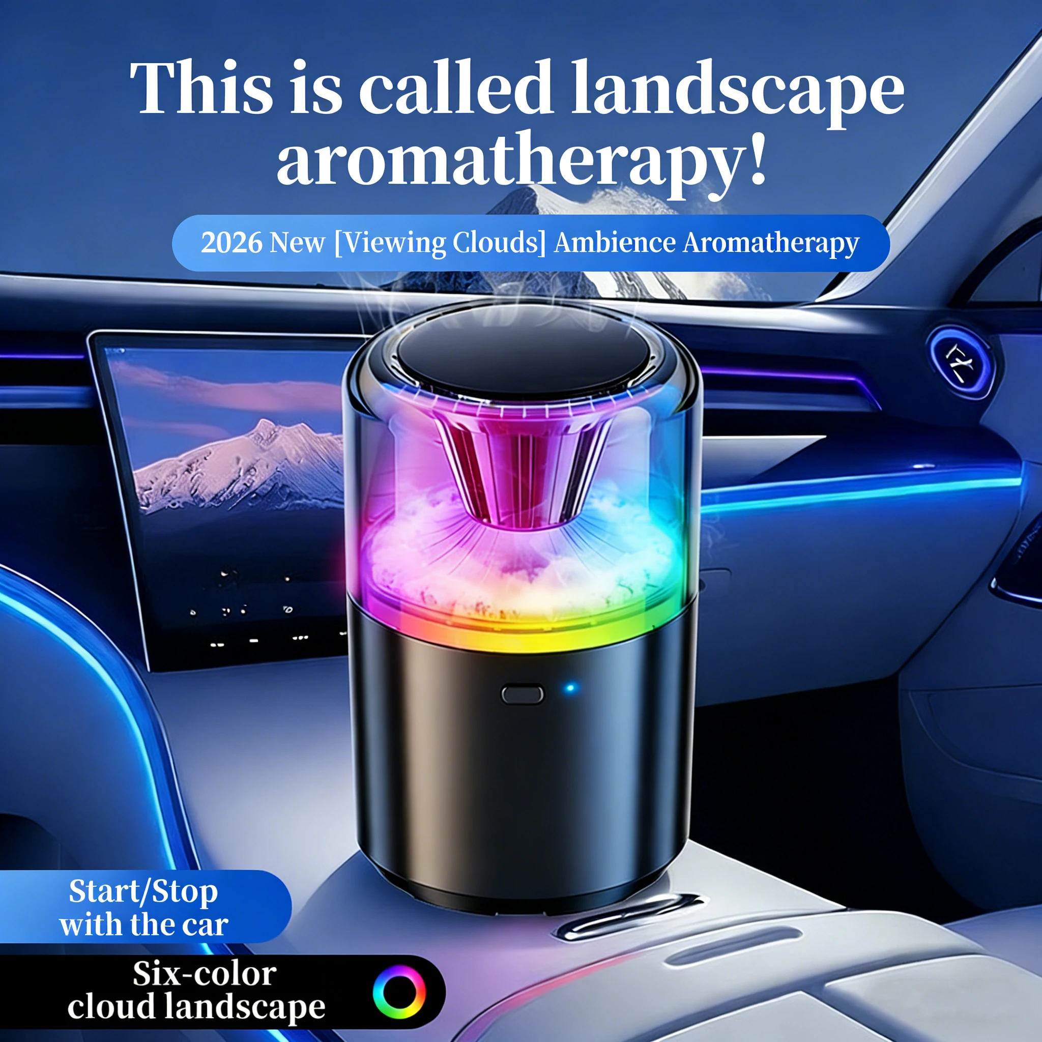 Nuevo Aromatizante para Auto 2026, Perfume en Aerosol, Fragancia para Auto de Larga Duración, Difusor Recargable con Luz Ambiental