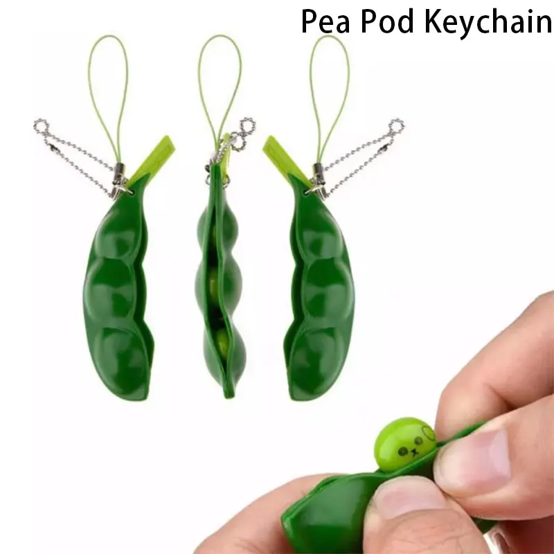 Portable Peas In A Pod Keyring Edamame Keychain Cute Bean Unzip The Toy